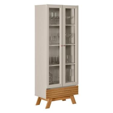 Imagem de Cristaleira Maju 2 Portas Nature E Off White 71x185 Cm L04 - D'rossi