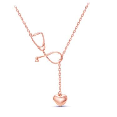 Imagem de Guqqeuc Colar de coração de estetoscópio, presentes de enfermeiros para médicos e enfermeiras, presente de formatura para estudantes de enfermagem, Metal, Sem Pedra Preciosa