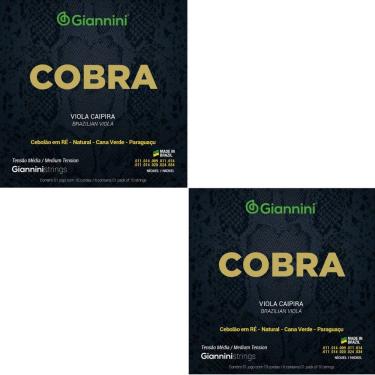 Imagem de Kit 2 Encordoamento Viola Caipira Giannini Cobra GESVNM Aço Níckel Médio