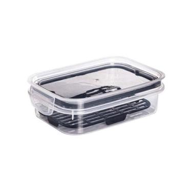 Imagem de Pote Hermético com Travas Escorredor 500ml Plasútil Preto Tampa Modula