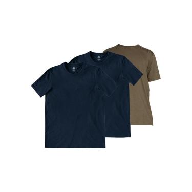 Imagem de Kit com 3 Camisetas Masculina Hering 201 Azul Marinho-Masculino