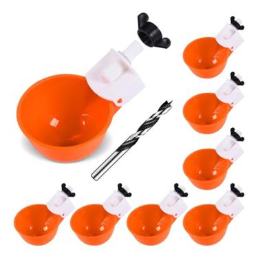Imagem de psarnuk Copos De Água Para Galinhas Psarnuk (Pacote Com 8/Laranja) - Alimentador Automático Grande Para Galinhas, Patos, Pintinhos, Perus, Codornas, Coelhos, Pássaros E Outros Diversos Tipos De Aves