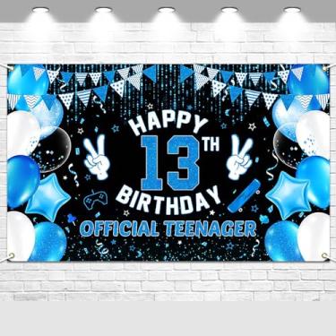 Imagem de Avezano Decorações de aniversário de 13 anos para meninos, faixa oficial para adolescentes, feliz aniversário de 13 anos, 1,8 x 1,1 m Cheers, pano de fundo para festa de aniversário de 13 anos