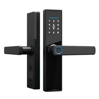 Imagem de Splenssy Tuya Smart Lock Bloqueio de impressão digital Fechadura de porta com teclado com alça de impressão digital Fechadura eletrônica Fechadura de porta inteligente compatível com aplicativo Tuya