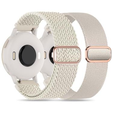 Imagem de Pacote com 2 pulseiras de nylon compatíveis com Garmin Vivoactive 6/5/3/Forerunner 570 42 mm/165/55/645/245, pulseiras de nylon elástico macio de 20 mm de substituição para Garmin Venu/Venu Sq/Venu Sq