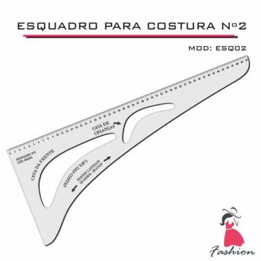 Imagem de Esquadro Numero 2 Alfaiate Régua Costura Cavas 2 ACRILICO  - FENIX