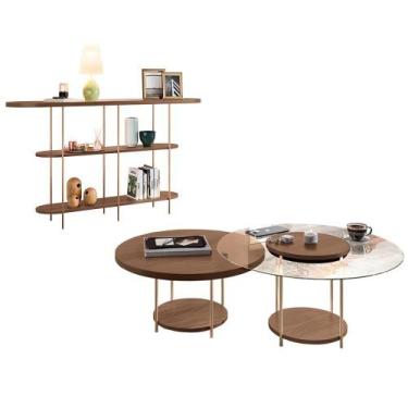 Imagem de Aparador Infinity e Mesas de Centro Sky com Tampo de Vidro e em MDF - 