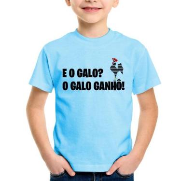 Imagem de Camiseta Infantil E o galo O galo ganhô! - Foca na Moda, Azul bebê, 10