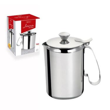 Imagem de Jarra Leiteira Bule Para Água Suco Inox Com Tampa 750ml - Wellmix