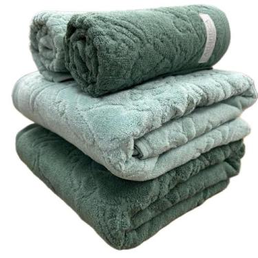 Imagem de Jogo de Toalha Banhão Gigante Atlântica Barra Veludo 100% Algodão Fio 