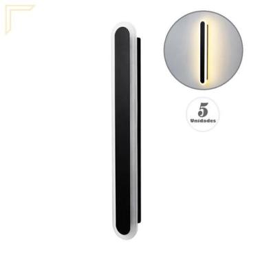 Imagem de Kit 5 Arandela Acrilico Aluminio Preto Corredor Lavabo Lup97 - Acende 