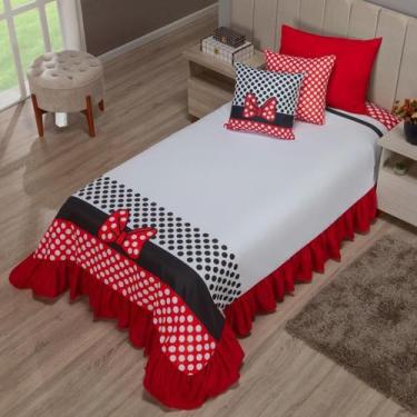 Imagem de Kit Colcha Cobre Leito Com Babado Solteiro Princesa 04 Peças - Top Cas