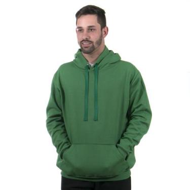 Imagem de Moletom Canguru Blusa de Frio com Capuz Lisa Masculino cor Verde - Ipê