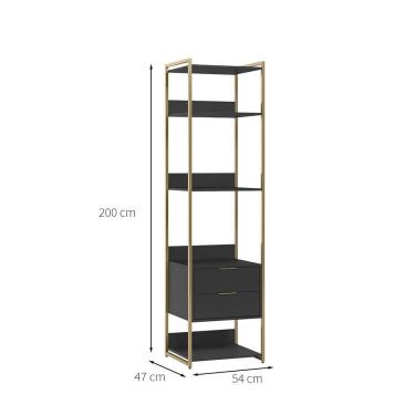 Imagem de Guarda-Roupa Closet Mital 2 gv Preto e Dourado 54 cm