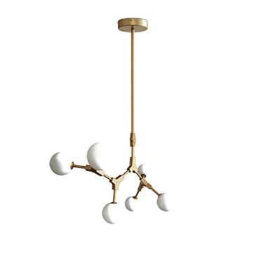 Imagem de ZZZYZ Moderno 6 luzes irregular Sputnik candeeiro suspenso vintage redondo metal cromado industrial durante a luz branca esférica vidro luz pendente para bar - dourado 6 cabeças