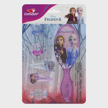 Imagem de Kit Escova Cabelo Condor Frozen 2 com Acessórios