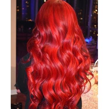 Imagem de Aplique de Cabelo Tic Tac Bio Vegetal, 69 cm, 150g, Vermelho Ondulado, Resistente ao Calor 180°