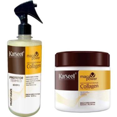 Imagem de Kit Karseell Protetor Térmico 10 em 1  Máscara Reconstrutora Hidrataçã