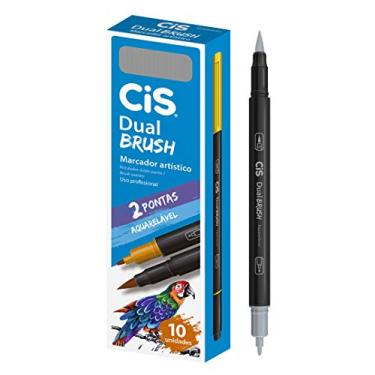Imagem de Marcador Artístico Aquarelável Dual Brush, CIS, Cinza 5C, Caixa com 10 unidades