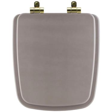 Imagem de Tampa De Vaso Poliéster Com Amortecedor Boss Stone (cinza Fosco) Para Bacia Incepa Com Ferragem Dourada
