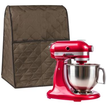 Imagem de Aunifun Batedeira de suporte à prova de poeira capa de liquidificador resistente a manchas com bolso para acessórios de utensílios de cozinha, resistente à água e fácil limpeza (marrom)