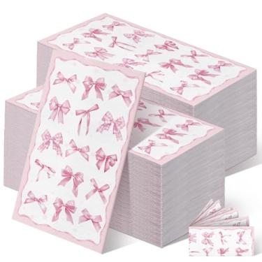 Imagem de Janlaugh 200 guardanapos de laço rosa a granel toalha de mão descartável de papel de laço rosa para banheiro guardanapos de festa para casa família jantar favorito (estilo clássico)