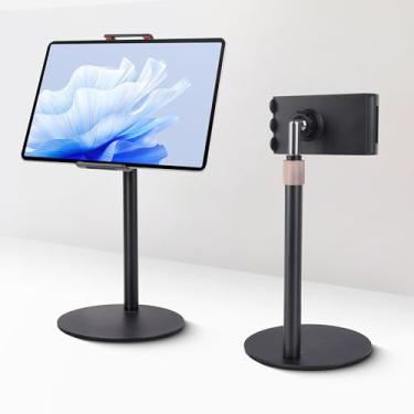 Imagem de Suporte para tablet, suporte de monitor portátil com altura ajustável, rotação de 360 graus, base de suporte de liga de alumínio para tela de 4,7 a 15,6 polegadas iPhone Samsung, iPad, Kindle, leitor