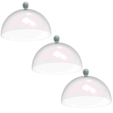 Imagem de 3 Cúpulas Plástico 25cm Bolos Tortas Doces Pratos Verde Menta Bubble Crippa