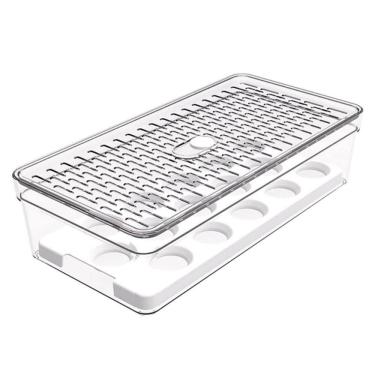 Imagem de Organizador Porta 15 Ovos com Grade e Tampa Transparente Crippa Geladeira Cozinha