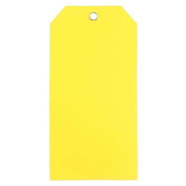 Imagem de Pacote com 100 – Etiquetas plásticas amarelas CleverDelights – 12 cm x 6 cm – à prova de rasgos e à prova d'água – Etiquetas de preço de identificação de ativos de estoque
