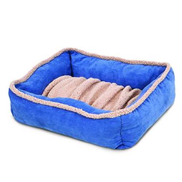 Imagem de Espreguiçadeira retangular Aspen Pet Shearling, 99 x 68 cm, azul jeans