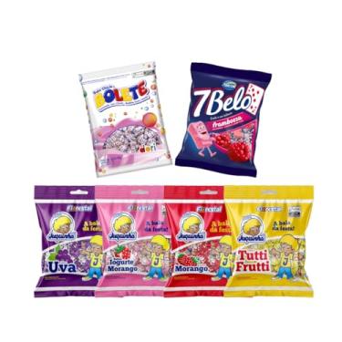 Imagem de Kit 10 Pacotes de Balas Sortidas bolete juquinha 7 belo Kit Festa Aniversários Saquinho Surpresa