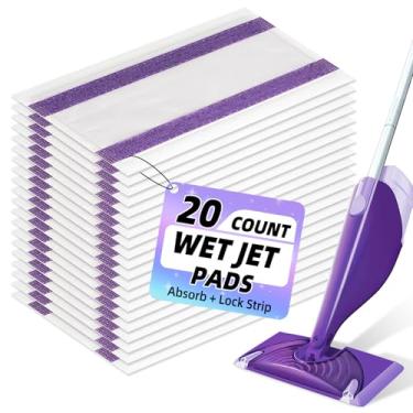 Imagem de Refil de almofada de esfregão para esfregão Swiffer Wetjet compatível com Swiffer Wet Pads refil de reposição para Swiffer Wet Jet Pads descartáveis multisuperfície esfregão de chão, espessura e