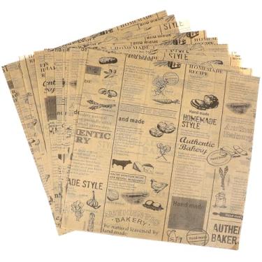 Imagem de DOITOOL Papel Deli 50 folhas com estampa de jornal, papel de embrulho para sanduíche com tema de jornal, papel de embrulho de alimentos resistente a gordura para casa, cozinha, embrulhe pão, hambúrguer e sanduíche, 25,4 x 25,4 cm