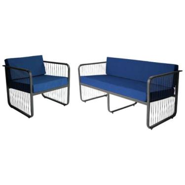 Imagem de Conjunto 1 Namoradeira e 1 Poltrona Área Externa Santiago Em Alumínio 