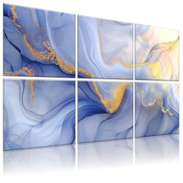 Imagem de HIRESC Pacote com 6 painéis acústicos artísticos de espuma de parede à prova de som, painéis absorventes de som de 182 x 121 cm, bloqueador de som decorativo, tratamento acústico para estúdio de