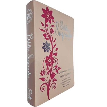 Imagem de Bíblia Sagrada ARC FC Capa PU Luxo Flor Pink e Rose PDA PJV PED MC Harpa Avivada e Corinhos Letra Gigante CPP