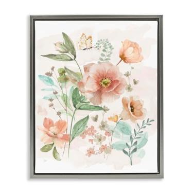 Imagem de Stupell Industries Design de arte de parede em tela flutuante cinza rosa selvagem flores primavera flores cinza por Nan, 43 x 53