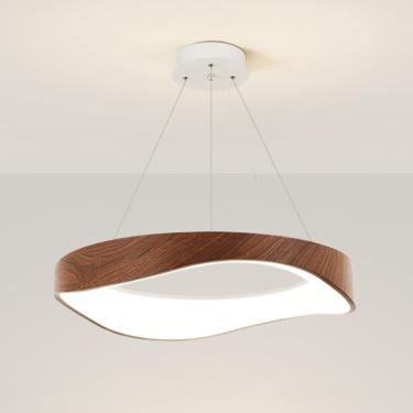 Imagem de Candelador de LED moderno, luminária pendente de anel, lâmpada pendurada de grãos de nozes com acabamento de transferência de água, lustre de LED moderno, lâmpadas de suspensão de metal redo