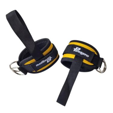 Imagem de Tornozeleira Crossover com Alça para os Pés Pentágono, Dupla Fivela 40mm, Reforçada e Grossa, para Treino de Glúteo, Perna e Coxa, Uso em Polia e Aparelhos de Academia (Amarelo)
