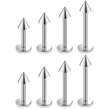 Imagem de Ruifan Anéis de titânio com costas planas para lábios, brincos com rosca externa, 20G, 18G, 16G, 14G, bola, spike, tragus, cartilagem, lóbulo, torre, hélice, concha, labret, medusa, piercing de narina