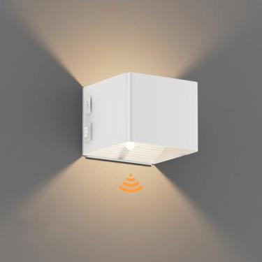 Imagem de Coinmit Luminária De Parede Led Com Sensor Movimento Sem Fio, 5500 Mah, 3000 K, Moderna, Recarregável, Para Sala Estar, Quarto, 1 Unidade, Branca