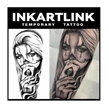 Imagem de INKARTLINK 2 Folhas De Tatuagens Semipermanentes Extragrandes, Desenhos Artísticos Temporários Para Adultos, À Prova D'Água, Realistas, Sem Adesivo, Antirreflexo, Duram 1 A Semanas ((Dia Dos Mortos