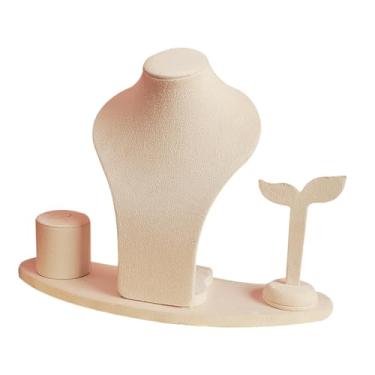 Imagem de Dynwave Suporte para manequim de colar, suporte para exibição de joias para mulheres, para corrente de pingente, para brincos para prateleiras, loja, quarto, Bege