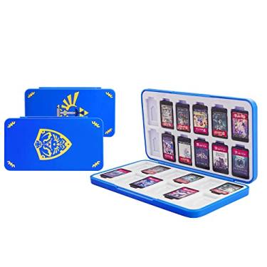 Imagem de FUNDIARY Capa Para Cartões De Jogo Nintendo Switch/Lite/Oled, Suporte Fino Cartuchos Com 24 Compartimentos E Slots Micro Sd, Estrutura Rígida À Prova Choque, Forro Macio Fivela Magnética (Azul)