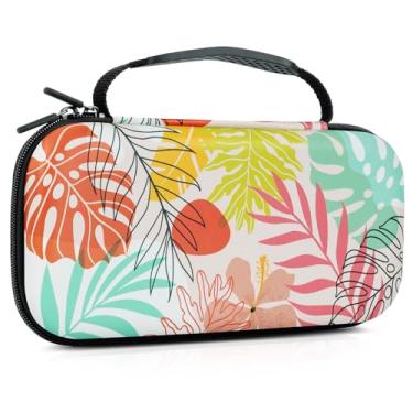 Imagem de Lokigo Estojo De Transporte Compatível Com Nintendo Switch/Switch Oled, Capa Protetora Para Viagem, Meninos E Meninas, 16 Compartimentos Cartões Jogo, Console Acessórios, Folhas Abstratas