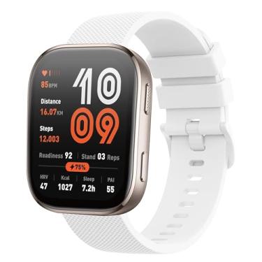 Imagem de AK Pulseira de silicone compatível com Amazfit Bip 6/Bip 5, Amazfit GTR 4, pulseira esportiva de substituição macia de 22 mm para Amazfit Bip 6/Bip 5/GTR 4 feminino e masculino (branca)