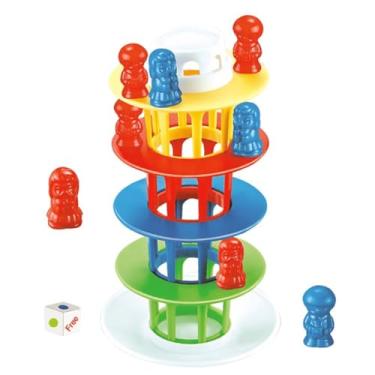 Imagem de Torre Maluca, Jogo de Equilíbrio Infantil com 18 Bonecos e Dado, Brinquedo Educativo para Crianças 3+