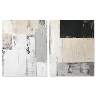 Imagem de Art Remedy Conjunto de tela de giz e carvão com 2 artes abstratas geométricas, envolto em galeria, 50 x 61 cm