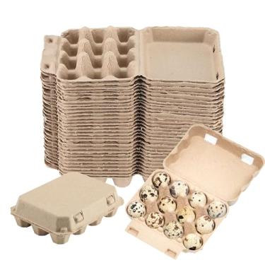 Imagem de Loving Basso 30 Caixas De Ovos Codorna, Polpa Papel, Recipiente Para Dúzia Em Branco, Bandeja Armazenamento Reutilizável Casa, Cozinha, Geladeira, Fazenda (3 X 4 Quadrados)